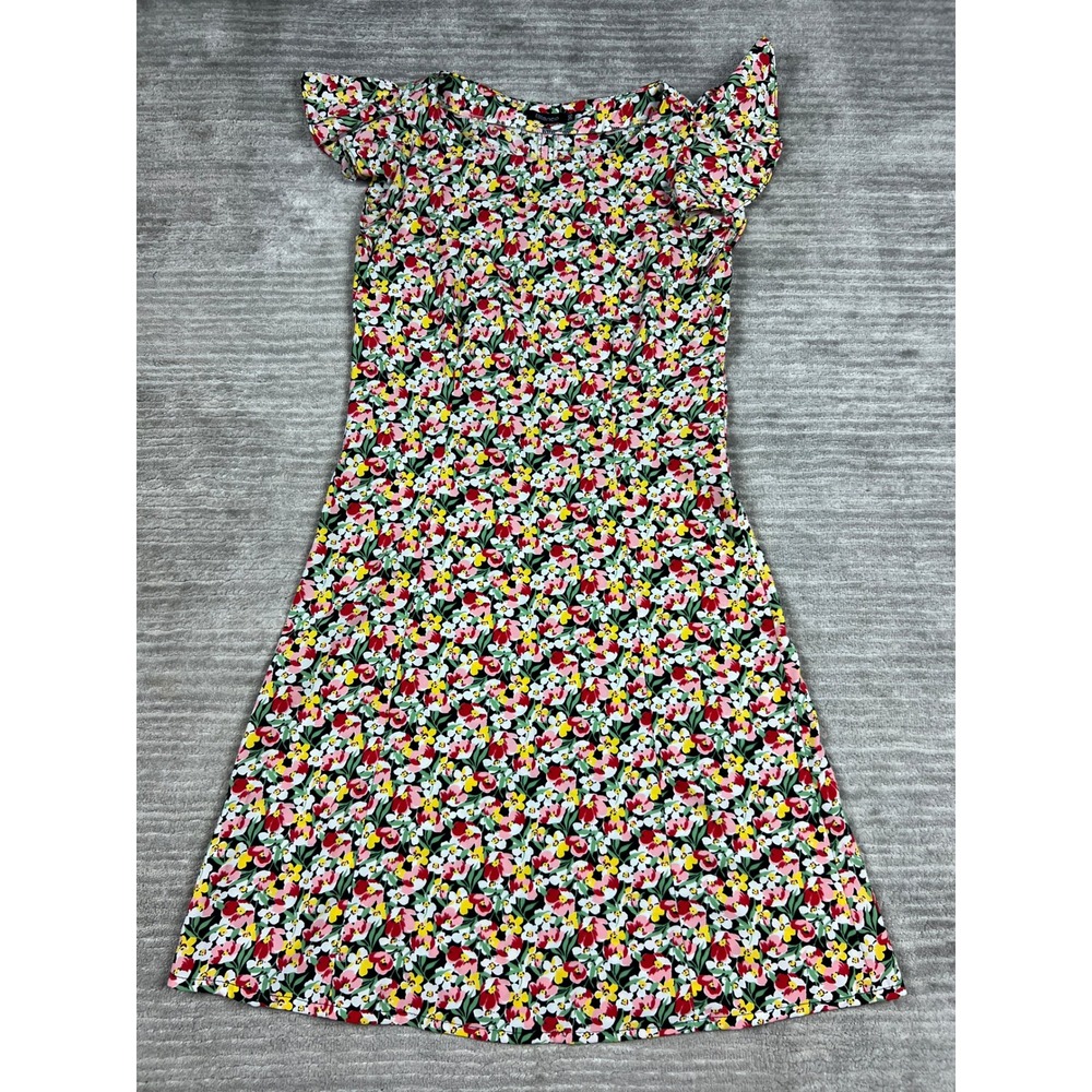 Blanco Mini Dress Womens 36 Multicolor‎ Floral Flutter Sleeve A-Line Ditsy Print